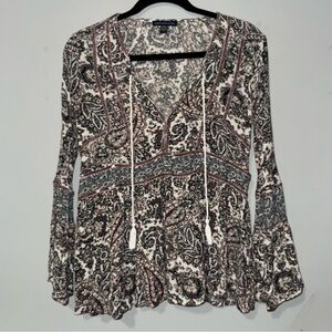 American Eagle Outfitters Paisley Peasant Top